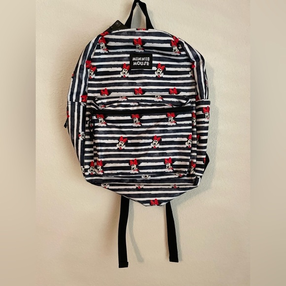 Minnie Mouse Red ,White ,and Black Striped Backpack OS -NWT - Picture 2 of 5